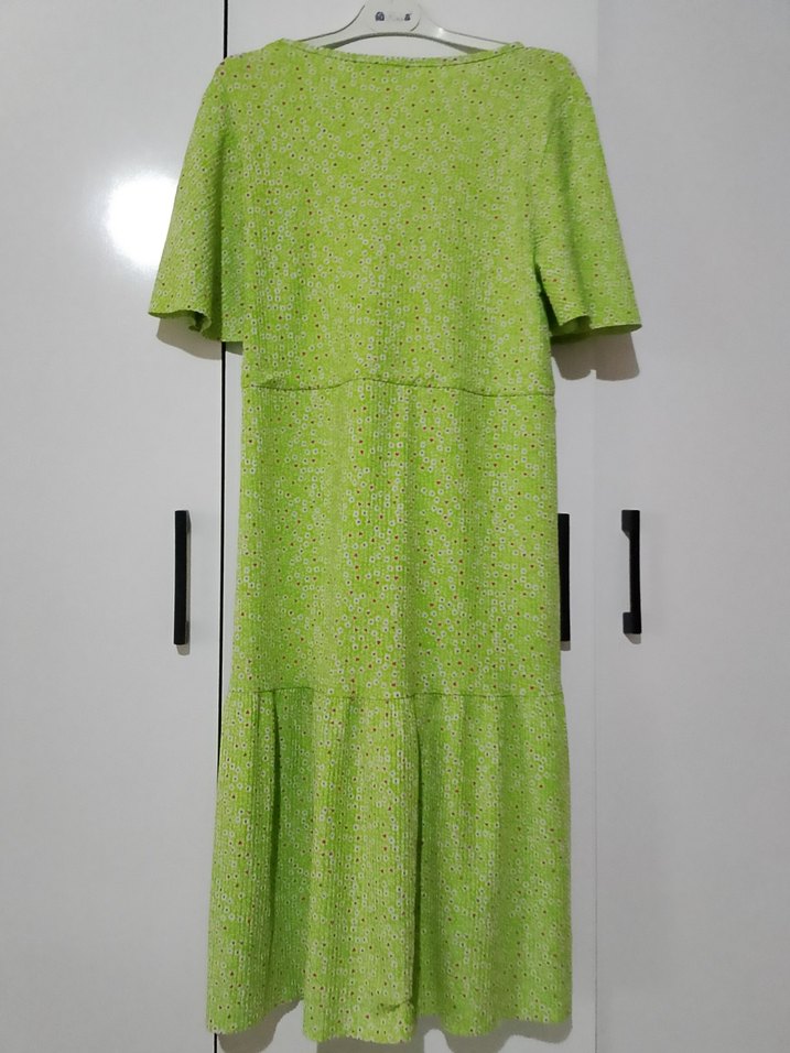 Düğmeli Yeşil Uzun Bohem Elbise - Görsel 5