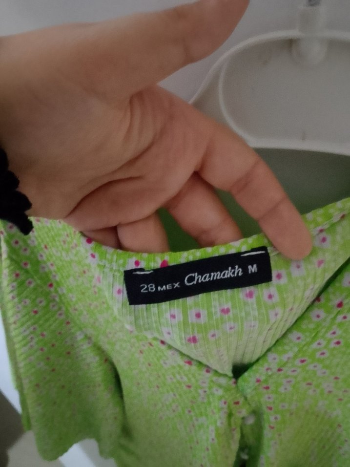 Düğmeli Yeşil Uzun Bohem Elbise - Görsel 3