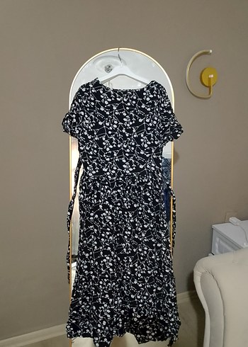 Siyah Desenli Uzun Elbise - Görsel 4