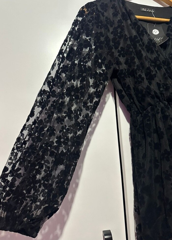 Çicek Desenli Tül Elbise - Görsel 3