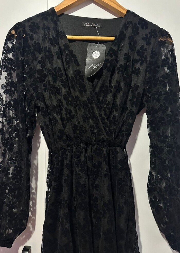 Çicek Desenli Tül Elbise - Görsel 4