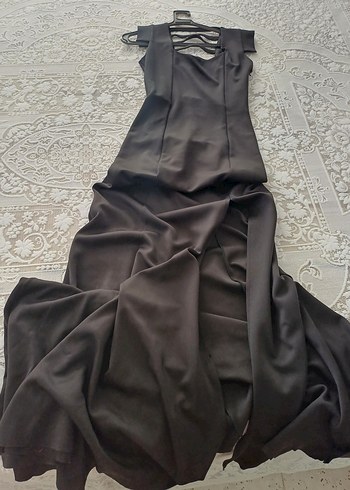 Siyah Strappy Uzun Kadın Elbise