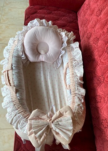 Nakışlı Pembe Bebek Uyku Yatağı - Görsel 8
