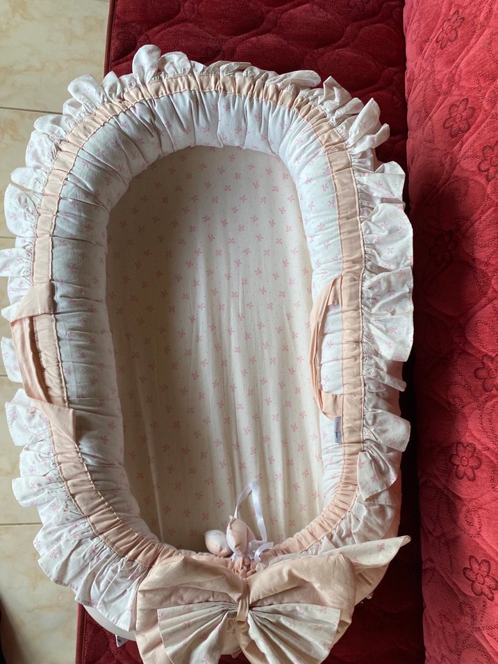 Nakışlı Pembe Bebek Uyku Yatağı - Görsel 5