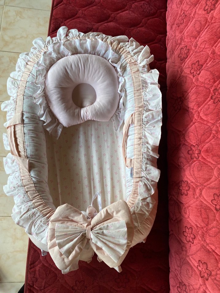 Nakışlı Pembe Bebek Uyku Yatağı - Görsel 3