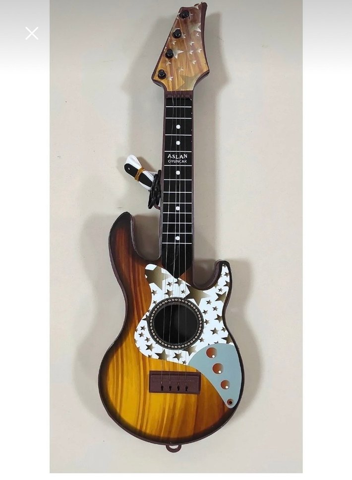 Renkli Kahverengi Oyuncak Gitar - Görsel 2