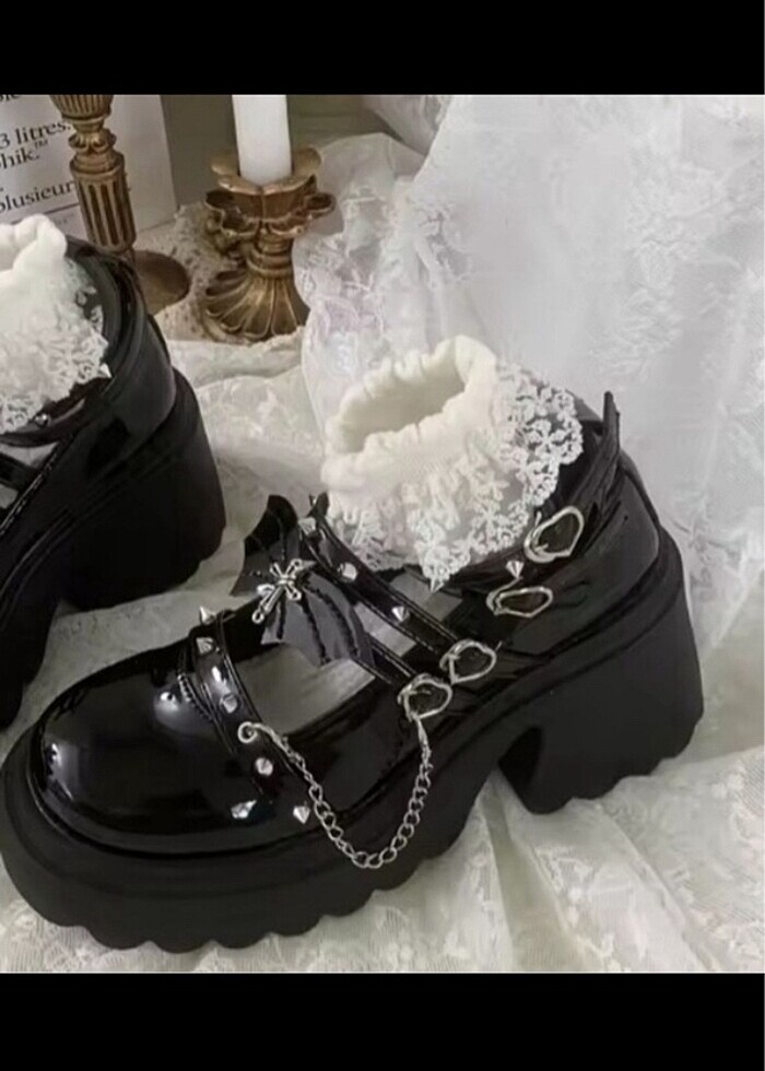 Lolita jirai kei gothic ayakkabi topuklu - Görsel 3