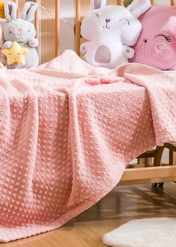 Pembe Tomurcuk Desenli Welsoft Peluş Çocuk Battaniyesi 90*110 cm - Görsel 2