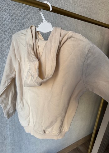 Çocuk Kapüşonlu Ekru Açık Bej Fermuarlı Sweatshirt 4-5 yaş sıfır - Görsel 7