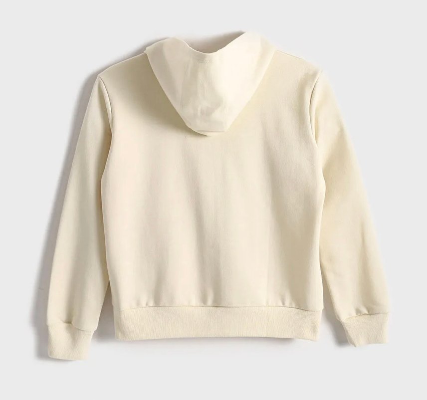 Çocuk Kapüşonlu Ekru Açık Bej Fermuarlı Sweatshirt 4-5 yaş sıfır - Görsel 2