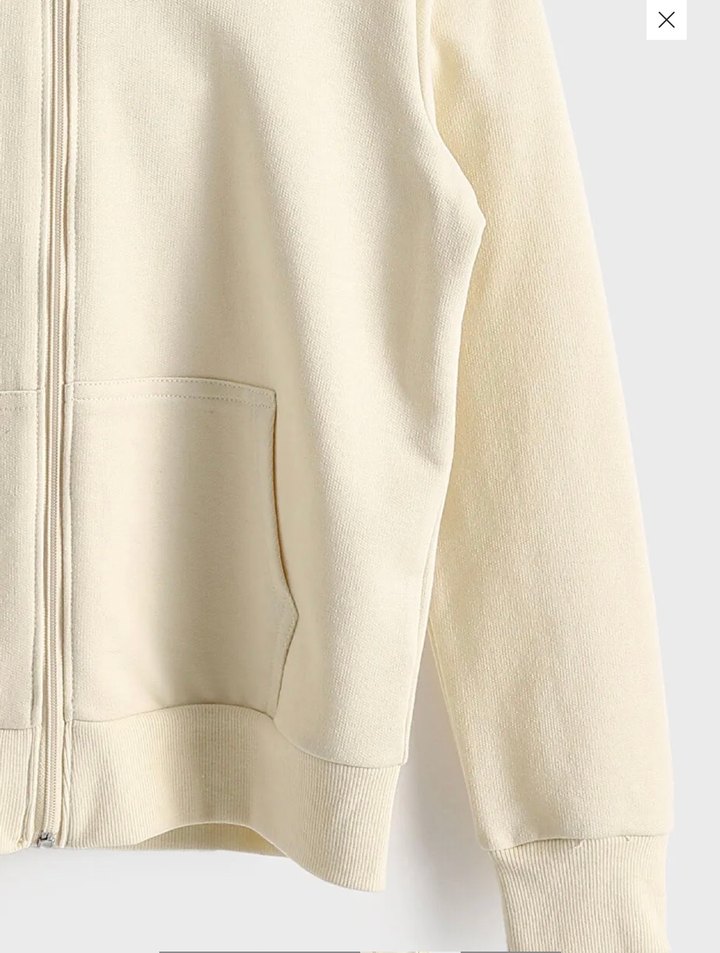 Çocuk Kapüşonlu Ekru Açık Bej Fermuarlı Sweatshirt 4-5 yaş sıfır - Görsel 3