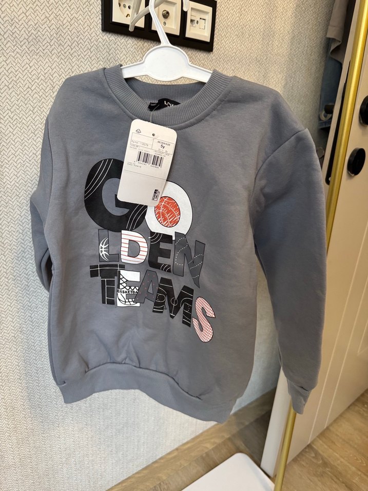 Erkek Çocuk Gri Uzun Kol Bisiklet Yaka Sweatshirt 5 Yaş (Sıfır) - Görsel 4