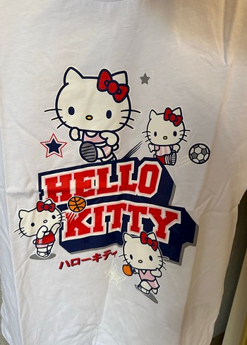 Beyaz Hello Kitty Baskı Bisiklet Yaka Oversize Kız Tişört 11-12 - Görsel 6