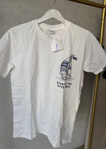 Beyaz Baskılı Kısa Kollu Bisiklet Yaka Çocuk Tişörtü 11-12 yaş - Görsel 3