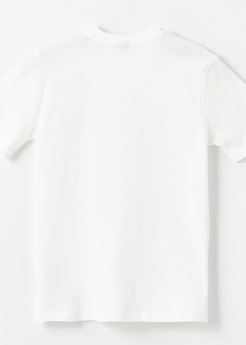 Beyaz Baskılı Kısa Kollu Bisiklet Yaka Çocuk Tişörtü 11-12 yaş - Görsel 2