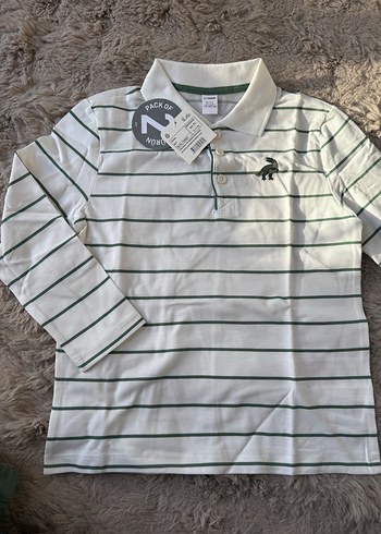 Düğmeli Polo Yaka Yeşil Beyaz Çizgili Beyaz Erkek Çocuk Takımı - Görsel 9