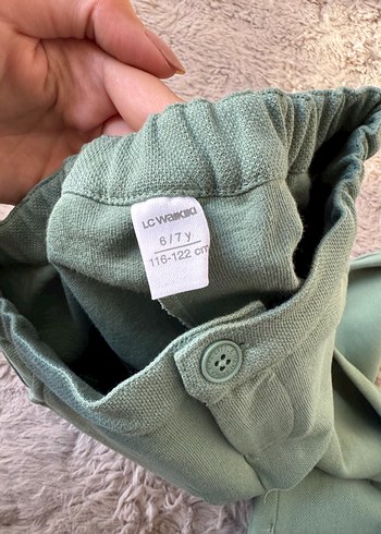 Düğmeli Polo Yaka Yeşil Beyaz Çizgili Beyaz Erkek Çocuk Takımı - Görsel 19