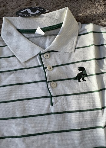 Düğmeli Polo Yaka Yeşil Beyaz Çizgili Beyaz Erkek Çocuk Takımı - Görsel 11