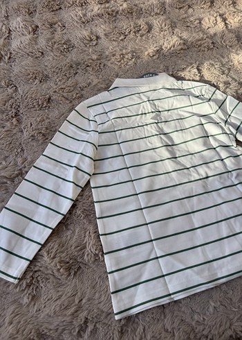 Düğmeli Polo Yaka Yeşil Beyaz Çizgili Beyaz Erkek Çocuk Takımı - Görsel 12