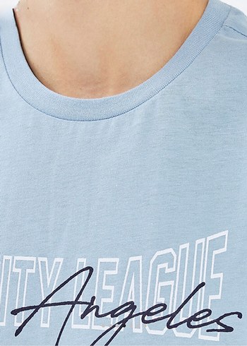 Mavi Baskılı Bisiklet Yaka Kısa Kollu Kadın Tişört S beden(Sıfır - Görsel 3