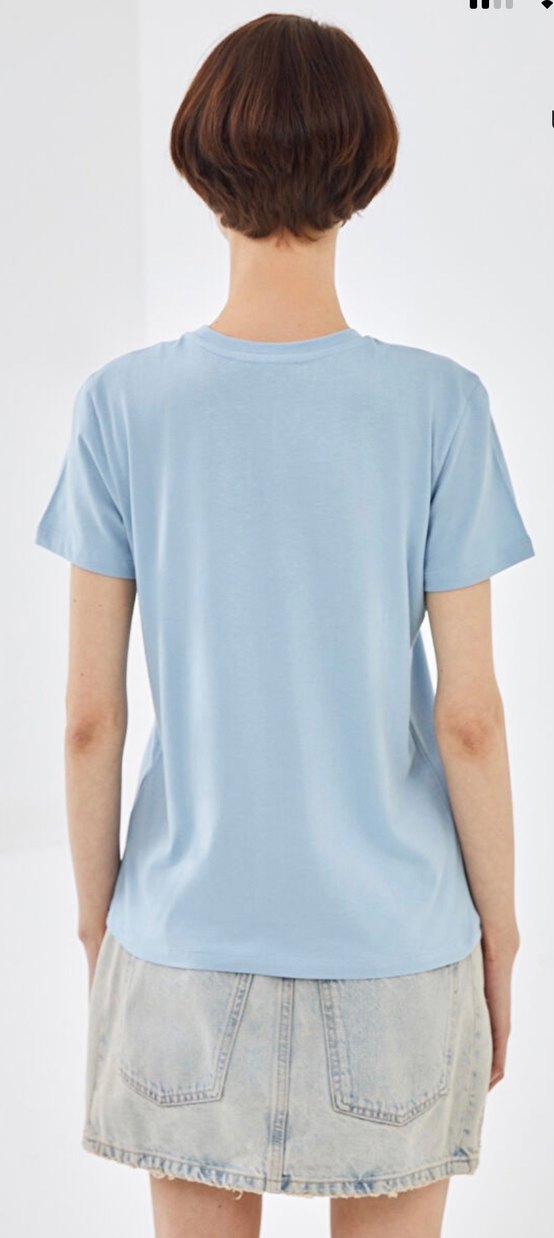 Mavi Baskılı Bisiklet Yaka Kısa Kollu Kadın Tişört S beden(Sıfır - Görsel 4