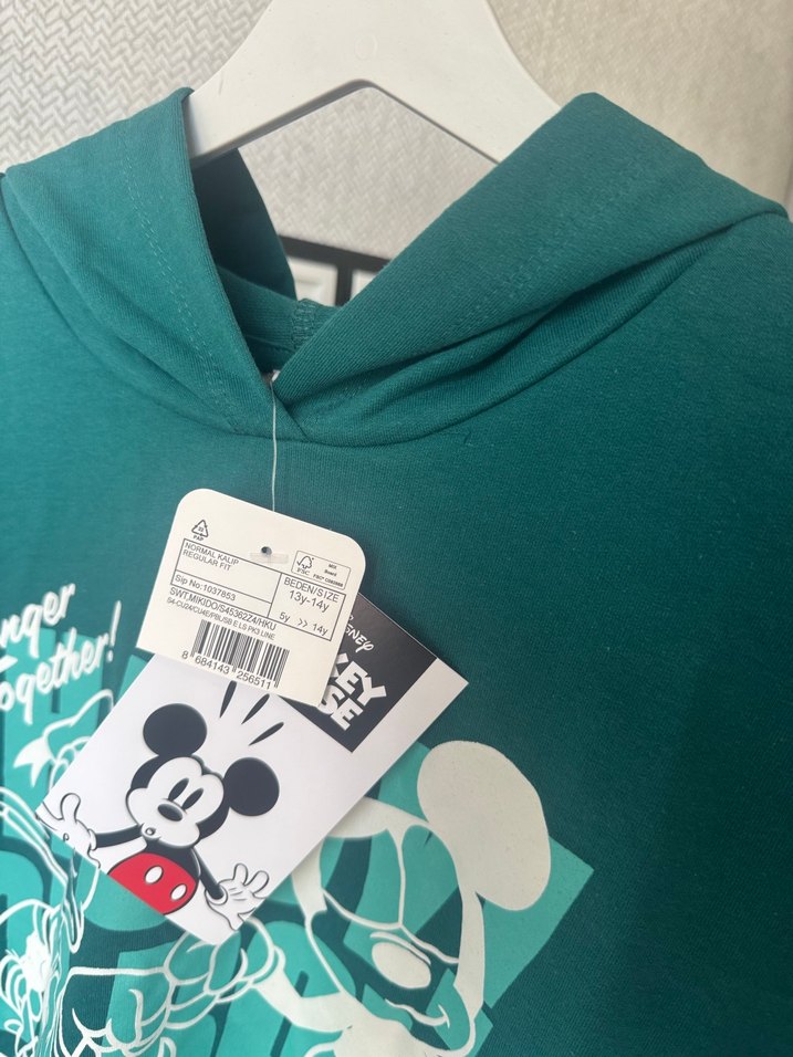 Çocuk Mickey Mouse Lisans ve Baskılı Yeşil Sweatshirt 13-14 yaş - Görsel 3