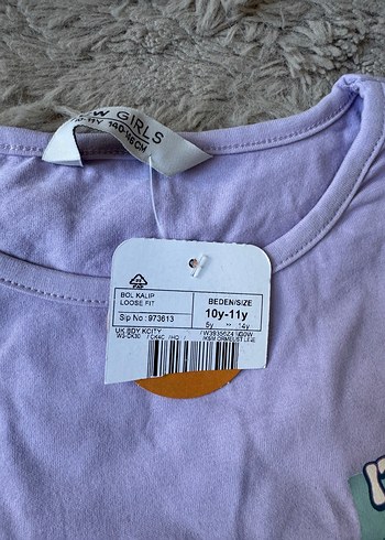 Kız Çocuk Lila Uzun Kollu Bisiklet Yaka Baskılı Tişört 10-11 yaş - Görsel 6