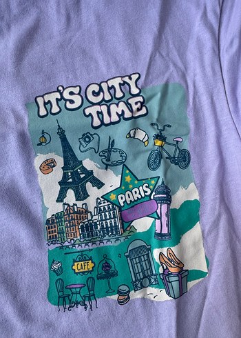 Kız Çocuk Lila Uzun Kollu Bisiklet Yaka Baskılı Tişört 10-11 yaş - Görsel 5