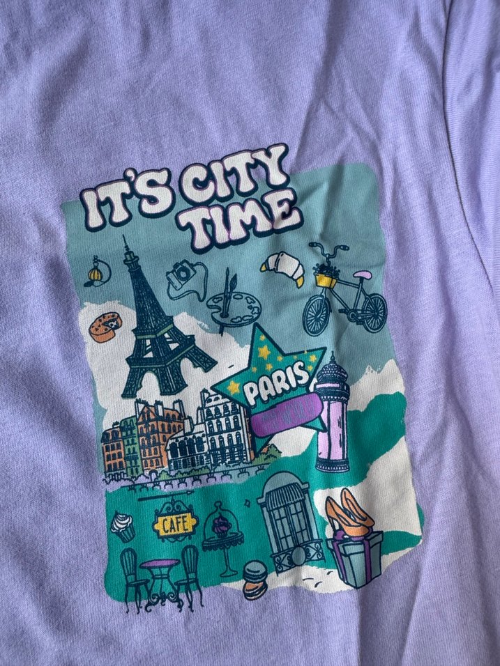 Kız Çocuk Lila Uzun Kollu Bisiklet Yaka Baskılı Tişört 10-11 yaş - Görsel 5