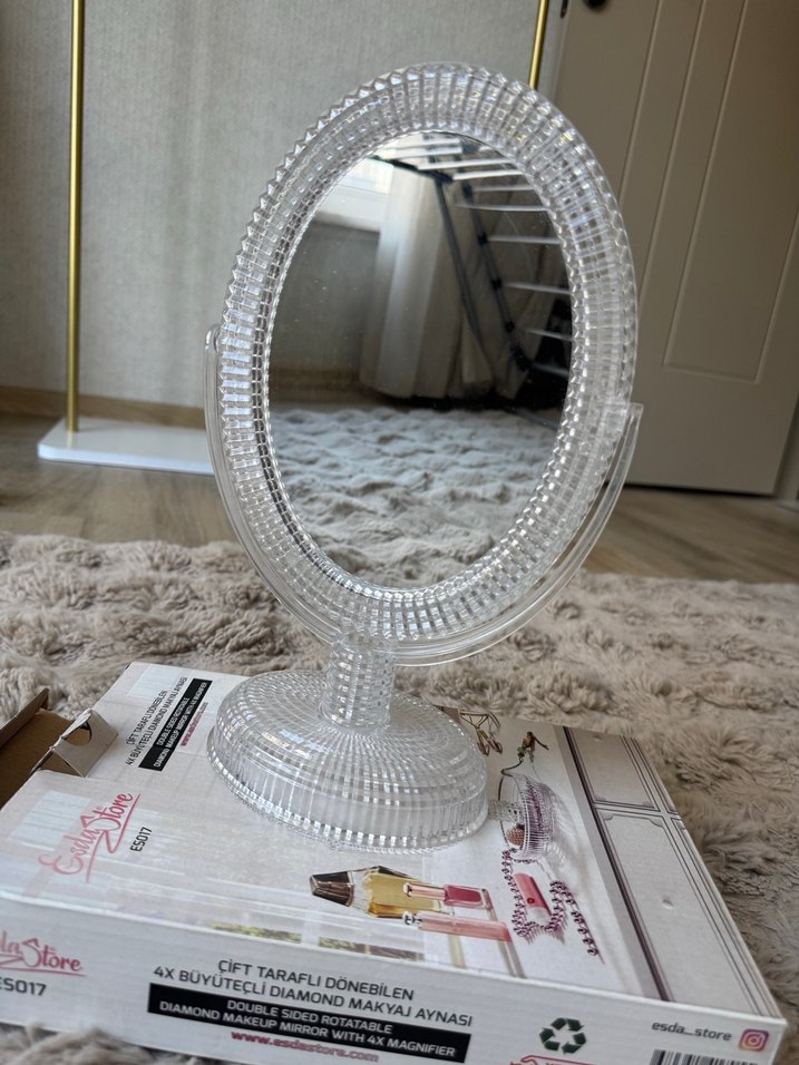 Çift Taraflı Dönen Beyaz Makyaj Aynası - Görsel 2