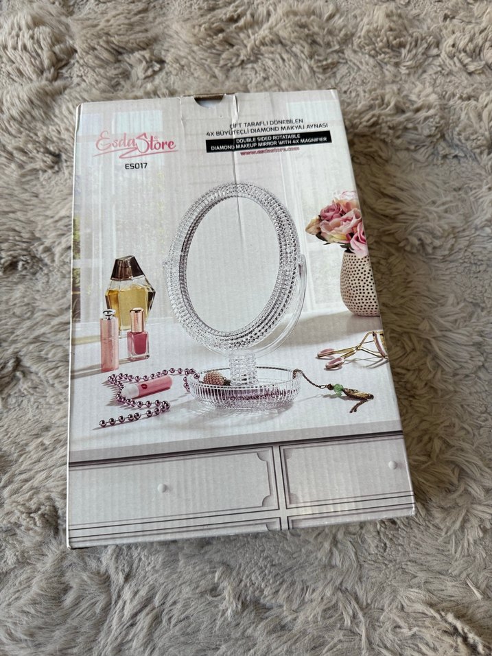 Çift Taraflı Dönen Beyaz Makyaj Aynası - Görsel 4
