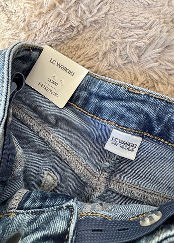 Kız Çocuk mavi Dar Paça Denim Çıtçıtlı Pantolon 5-6 yaş (sıfır) - Görsel 10