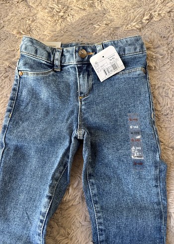 Kız Çocuk mavi Dar Paça Denim Çıtçıtlı Pantolon 5-6 yaş (sıfır) - Görsel 12
