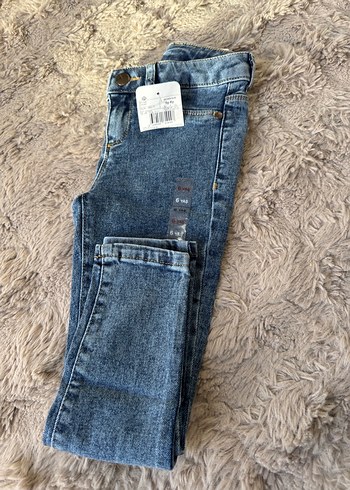 Kız Çocuk mavi Dar Paça Denim Çıtçıtlı Pantolon 5-6 yaş (sıfır) - Görsel 9