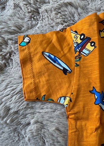 Turuncu Renk Baskılı Bisiklet Yaka Kısa Kol Erkek Çocuk Tişört - Görsel 7