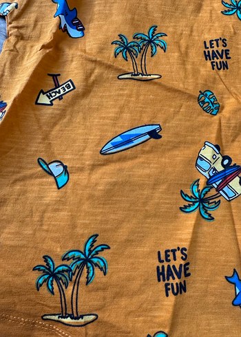 Turuncu Renk Baskılı Bisiklet Yaka Kısa Kol Erkek Çocuk Tişört - Görsel 8