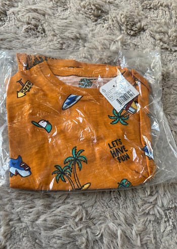 Turuncu Renk Baskılı Bisiklet Yaka Kısa Kol Erkek Çocuk Tişört - Görsel 10