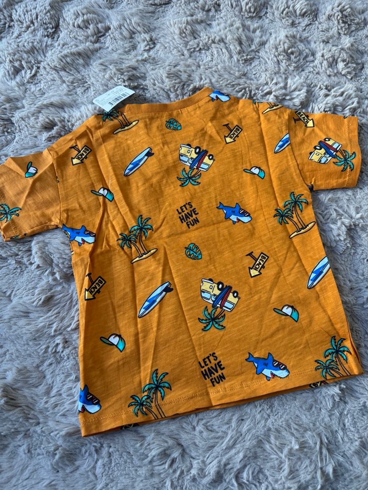 Turuncu Renk Baskılı Bisiklet Yaka Kısa Kol Erkek Çocuk Tişört - Görsel 5