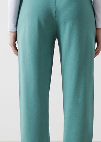 Turkuaz Renk Beli Lastikli Baskılı Cepli Kadın Eşofman Altı L - Görsel 4