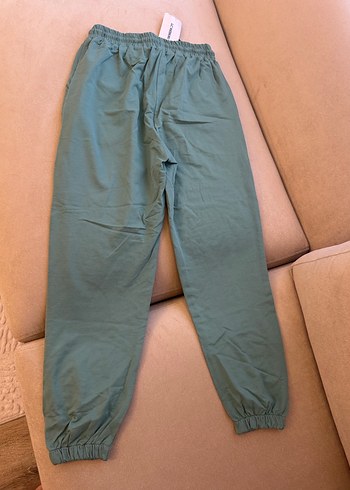 Turkuaz Renk Beli Lastikli Baskılı Cepli Kadın Eşofman Altı L - Görsel 13