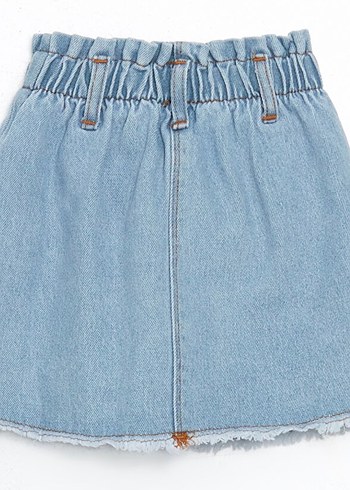 Kız Çocuk Beli Lastikli ve Düğmeli Açık Mavi Denim Etek 7-8 yaş - Görsel 2