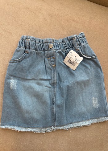 Kız Çocuk Beli Lastikli ve Düğmeli Açık Mavi Denim Etek 7-8 yaş - Görsel 3