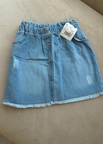 Kız Çocuk Beli Lastikli ve Düğmeli Açık Mavi Denim Etek 7-8 yaş - Görsel 8