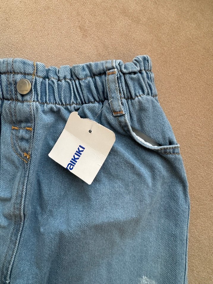 Kız Çocuk Beli Lastikli ve Düğmeli Açık Mavi Denim Etek 7-8 yaş - Görsel 5