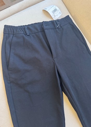 Erkek Siyah Basic Slim Fit Kumaş Beli Lastikli Pantolon 28beden - Görsel 3