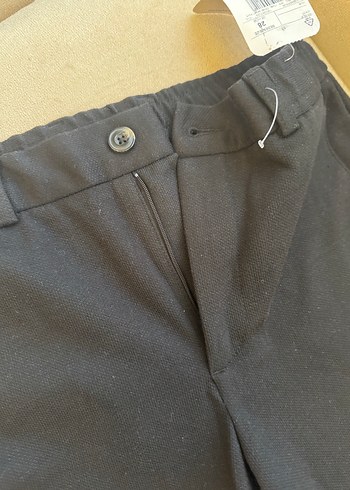 Erkek Siyah Basic Slim Fit Kumaş Beli Lastikli Pantolon 28beden - Görsel 4