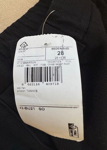 Erkek Siyah Basic Slim Fit Kumaş Beli Lastikli Pantolon 28beden - Görsel 5