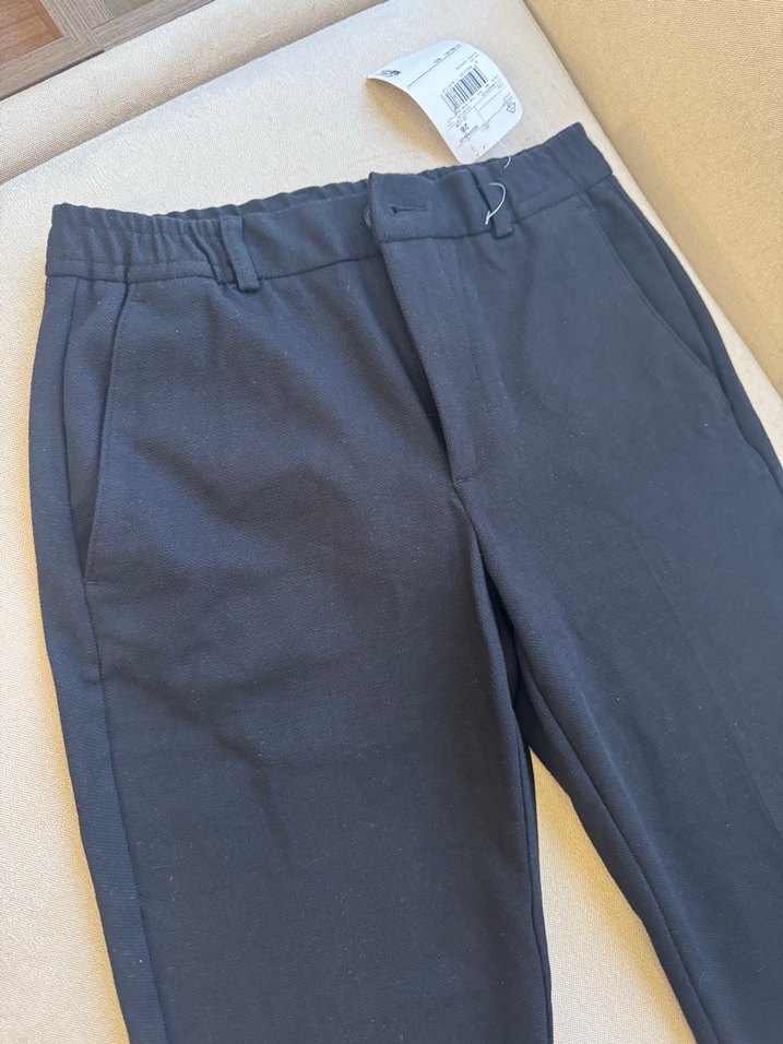 Erkek Siyah Basic Slim Fit Kumaş Beli Lastikli Pantolon 28beden - Görsel 3