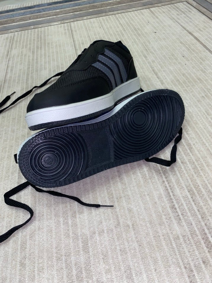 Erkek Siyah Gri Adidas çizgili Spor Ayakkabı - Görsel 2