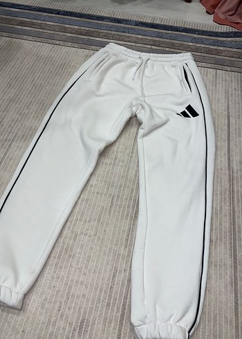 Beyaz erkek Adidas baggy 3 iplik eşortman altı - Görsel 2